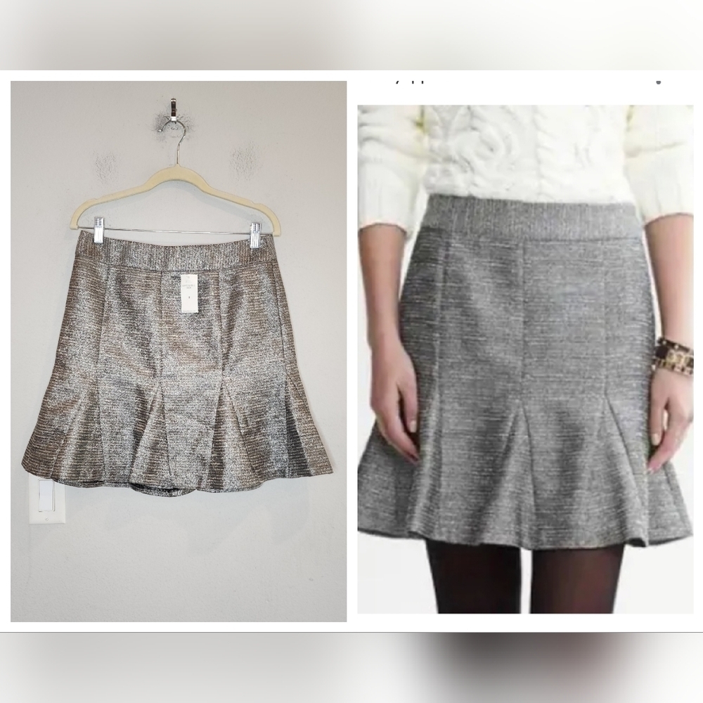NWT Banana Republic Silver Metallic pleated skirt. Women's size 8.